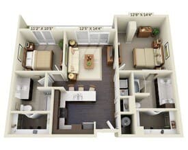 Two Bedroom B2A 452 floor plan