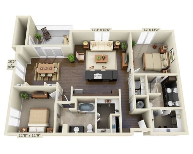 Two Bedroom B2I 269 floor plan