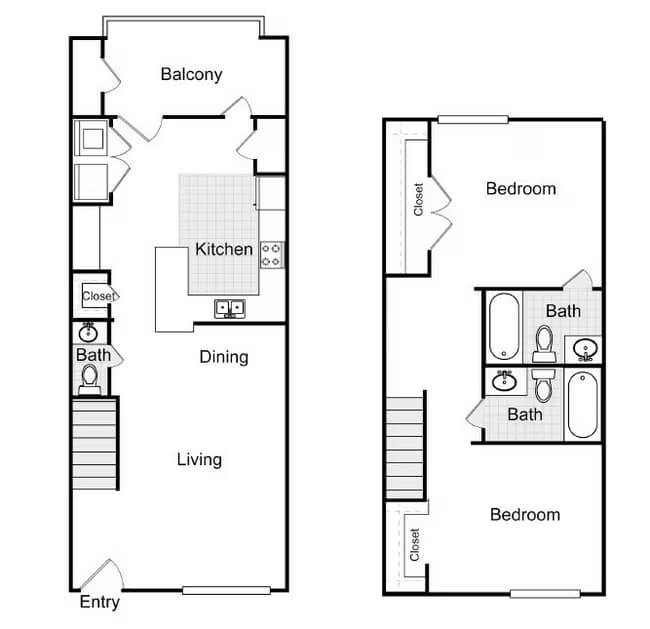 2 Bedroom 2 Bath 6210 floor plan
