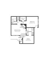 1 Bed 1Bath 708 floor plan