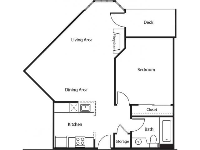1E w/ Balcony Renovation 3 4-104 floor plan