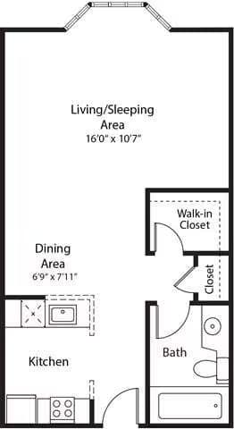 SB w/ Balcony Renovation 3 6-111 floor plan