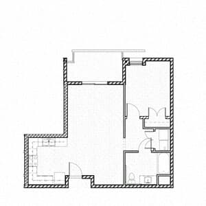 1 Bedroom 430 floor plan