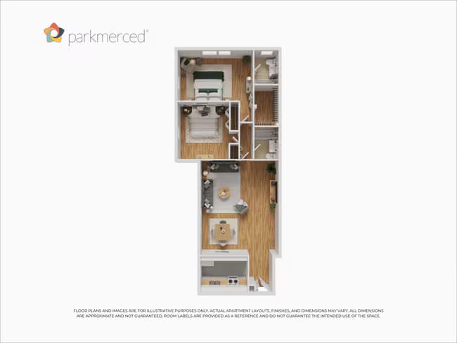 2 Bed 2 Bath Tower floor plan
