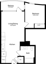 1B - Curved with Balcony 2-227 floor plan