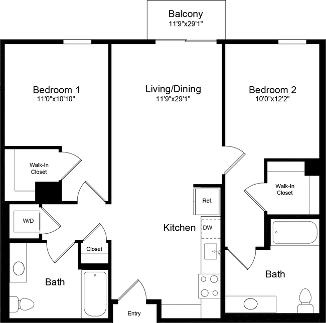 2A with Balcony 1-665 floor plan