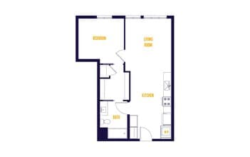 1 Bed/1 Bath-A3.0 A-802 floor plan