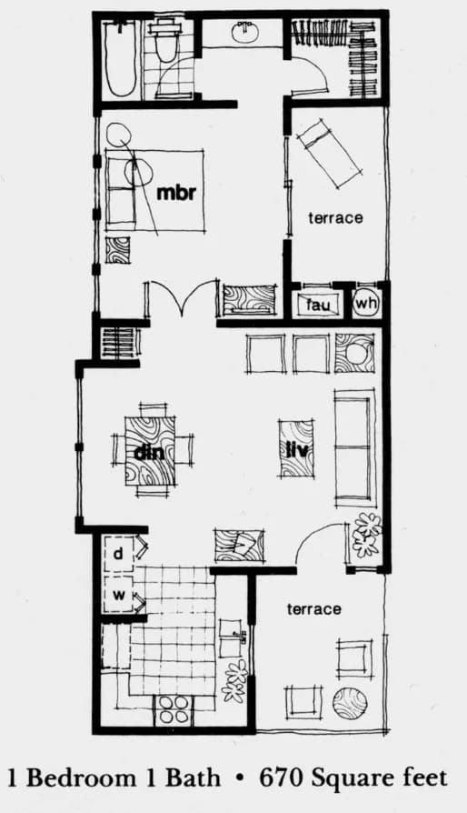 1x1 floor plan
