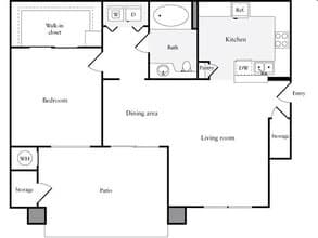 1 Bedroom 1 Bathroom 21306 floor plan