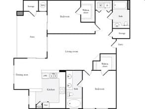 2 Bedroom 2 Bathroom 02301 floor plan