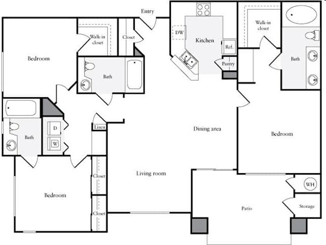 3 Bedroom 2 Bathroom 11202 floor plan