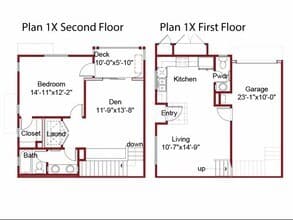 1 Bed 1.5 Bath B floor plan