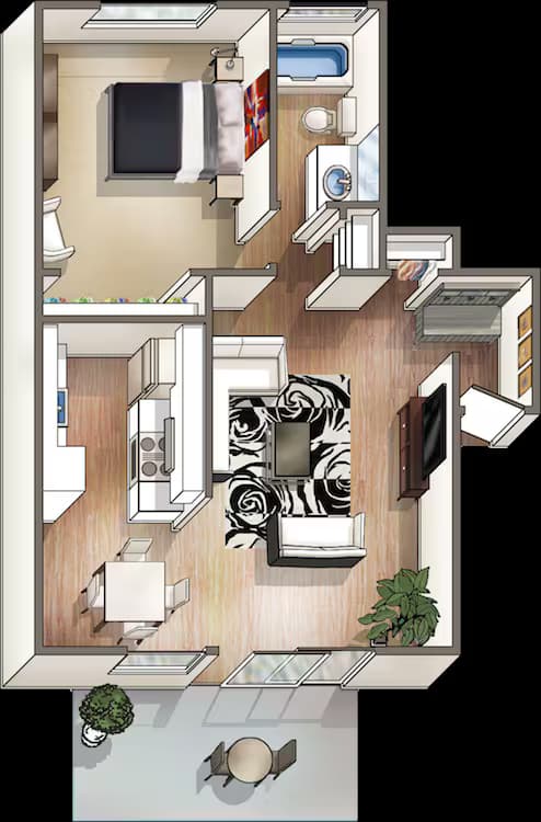 1x1 - Malibu 103 floor plan