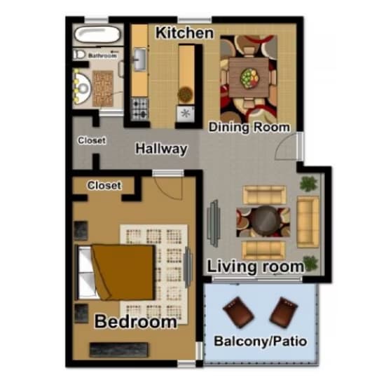 1x1 B24 floor plan