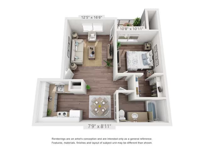 1x1 A floor plan