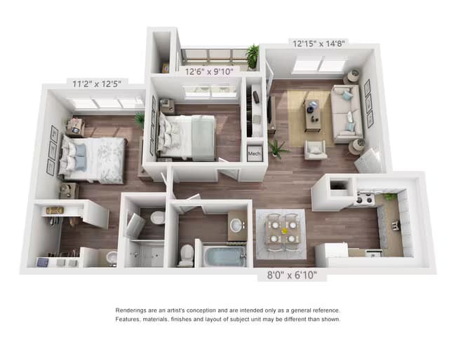 2x2 C floor plan