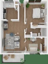 1x1 Den 42 floor plan