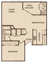 1x1B floor plan