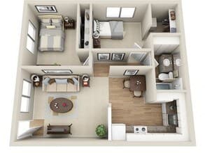 2 Bed 1 Bath 121 floor plan