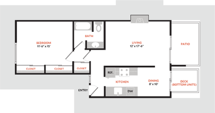 Plan 1BR 1011 floor plan