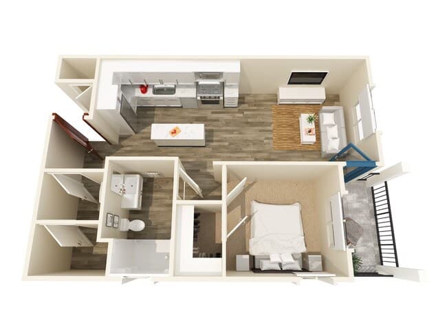 One Bedroom - A floor plan