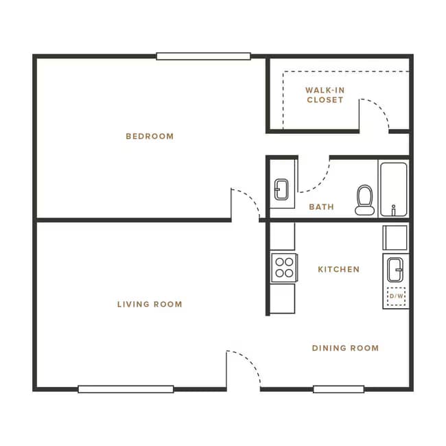 1 Bedroom, 1 Bath C - 114 Sharene 114-33 floor plan