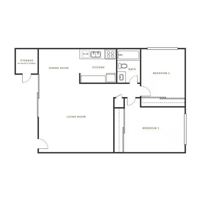 2 Bedroom, 1 Bath A - 1100 Lincoln Ave L-33 floor plan