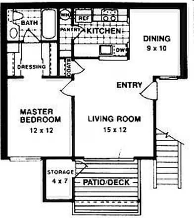1x1 905E floor plan