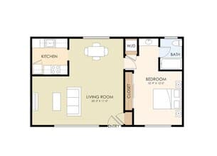 1x1B floor plan