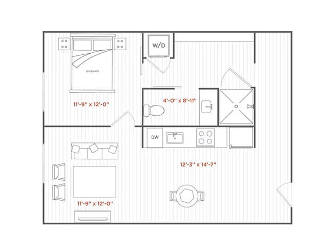 1x1-819 B218 floor plan
