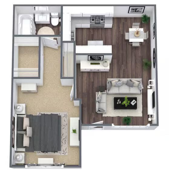 1 Bedroom 272 floor plan