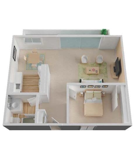 Large One Bedroom 1022 floor plan