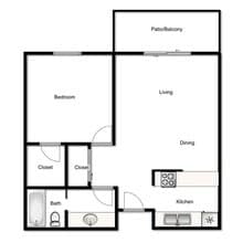 1x1-625 A105 floor plan