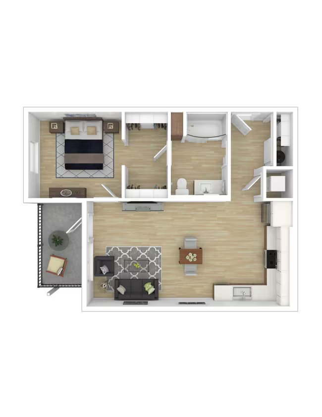 1x1 B 0614 floor plan