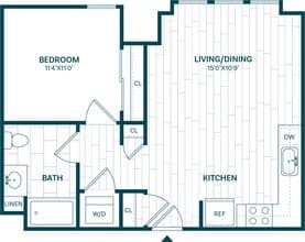 1 Bed/1 Bath-A1 225 floor plan