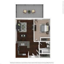 Medium 1 Bed 1 Bath 102 floor plan