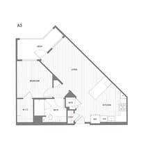 1 BR/1 BA 1007 floor plan