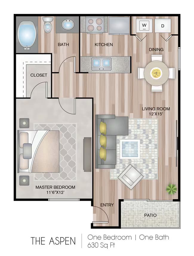 The Aspen with Washer & Dryer 01-105I floor plan