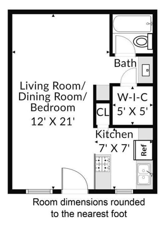 Studio 0104 floor plan