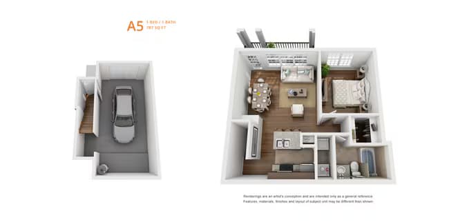 1 Bed/1 Bath with Garage 2403 floor plan