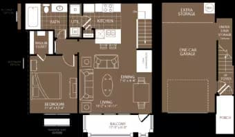 1 Bed/1 Bath with Garage 2404 floor plan