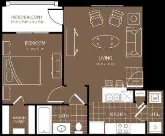 1 Bed/1 Bath 2025 floor plan