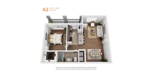 1 Bed/1 Bath 1548 floor plan