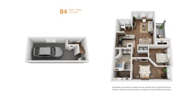 2 Bed/1 Bath w/ Garage 2505 floor plan