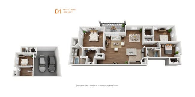 4 Bed/3 Bath w/ Double Garage 1607 floor plan
