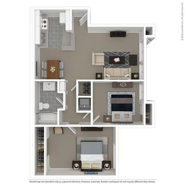 Medium 2 Bed 1 Bath 312 floor plan