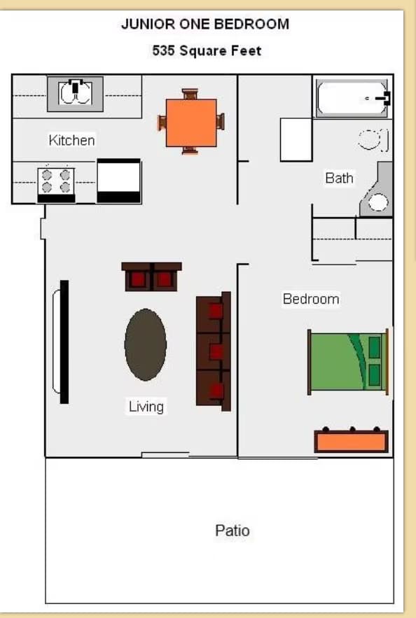 Junior One Bedroom floor plan