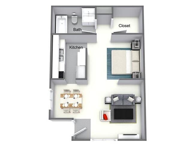 1x1B 10A floor plan