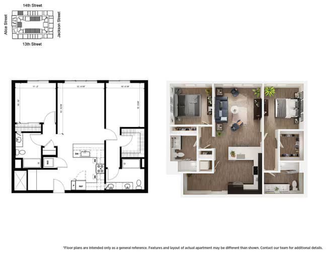 C1 2 Bedroom 412 floor plan