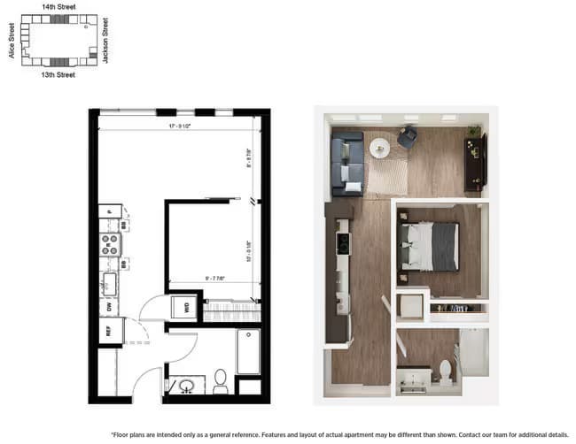 U2 Urban 1 Bedroom 818 floor plan
